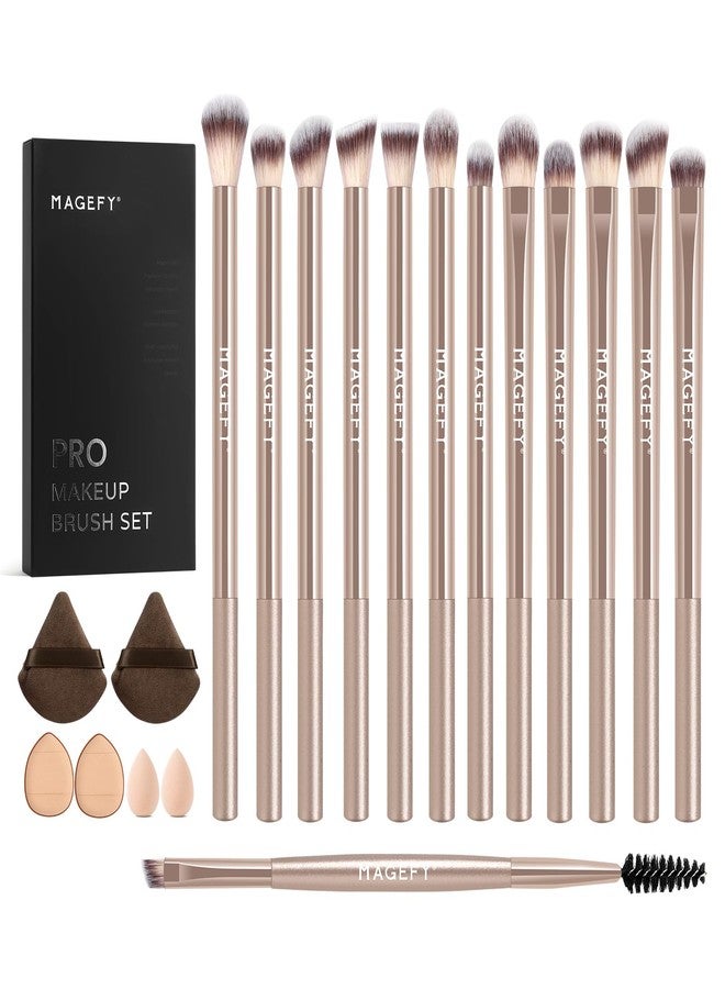 MAGEFY 20 Pcs Makeup Tool Set,13 Eye Makeup Brushes Professional Eyeshadow Makeup Brushes Set for Eyeshadow, Eyebrow, Eyeliner, Blending Concealer-Champagne - Image 1